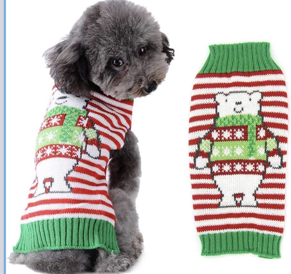 Tengzhi Dog Christmas Sweater Holiday Polar Bear Dog Small